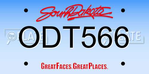 ODT566 South Dakota License Plate