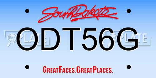 ODT56G South Dakota License Plate