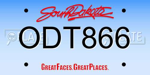 ODT866 South Dakota License Plate