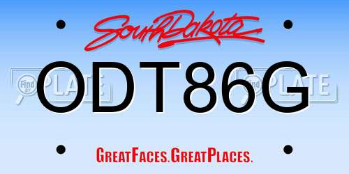 ODT86G South Dakota License Plate