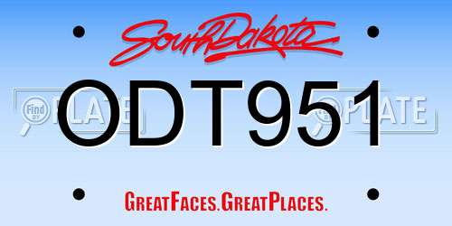 ODT951 South Dakota License Plate