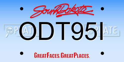 ODT95I South Dakota License Plate