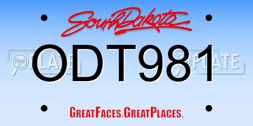 ODT981 South Dakota License Plate
