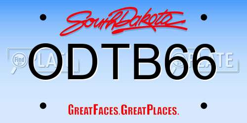 ODTB66 South Dakota License Plate