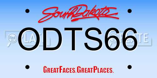 ODTS66 South Dakota License Plate