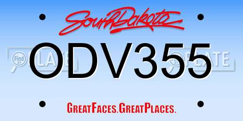 ODV355 South Dakota License Plate