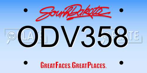 ODV358 South Dakota License Plate