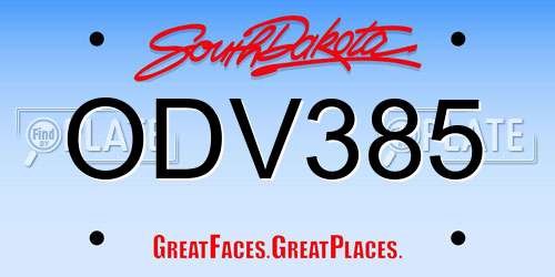ODV385 South Dakota License Plate