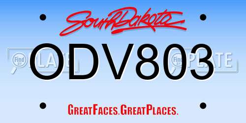 ODV803 South Dakota License Plate