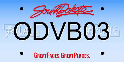 ODVB03 South Dakota License Plate