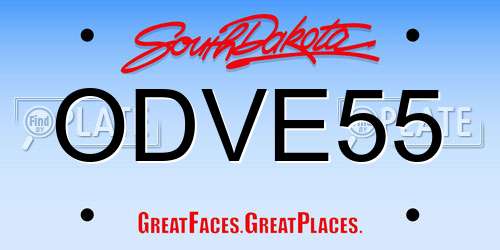 ODVE55 South Dakota License Plate