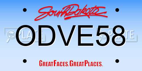 ODVE58 South Dakota License Plate
