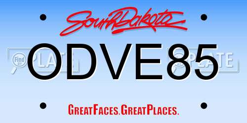 ODVE85 South Dakota License Plate