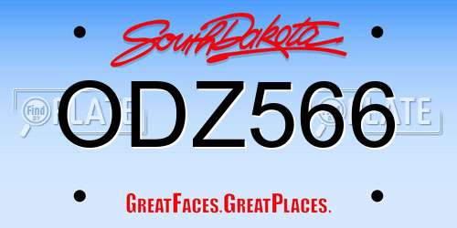ODZ566 South Dakota License Plate