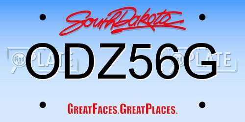 ODZ56G South Dakota License Plate