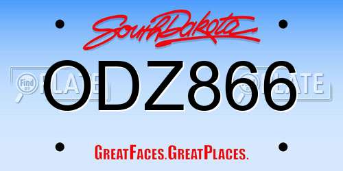 ODZ866 South Dakota License Plate
