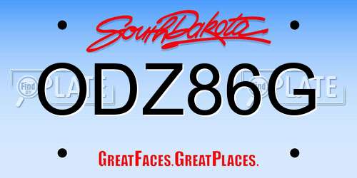 ODZ86G South Dakota License Plate