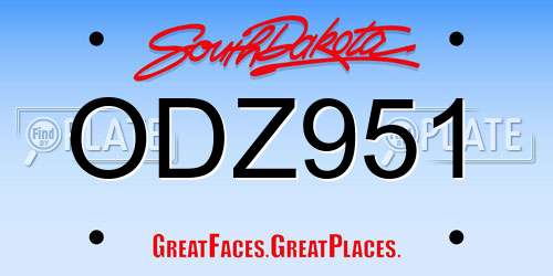 ODZ951 South Dakota License Plate