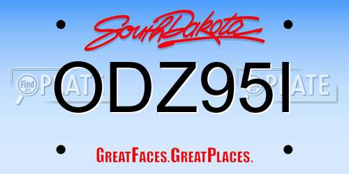 ODZ95I South Dakota License Plate