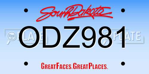 ODZ981 South Dakota License Plate
