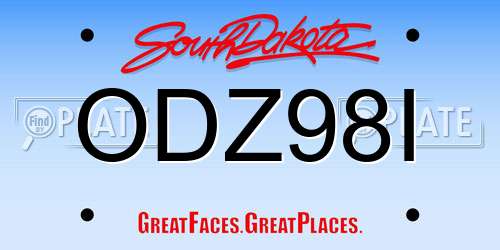 ODZ98I South Dakota License Plate