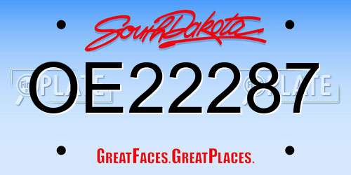 OE22287 South Dakota License Plate