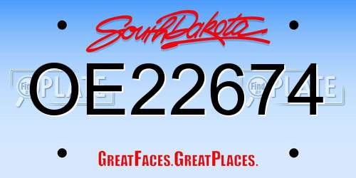 OE22674 South Dakota License Plate