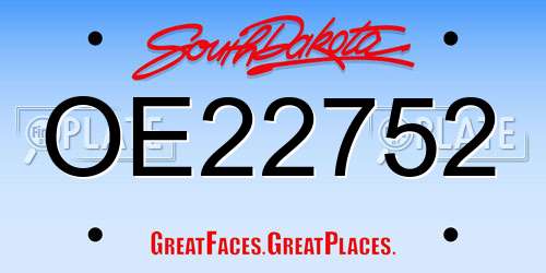 OE22752 South Dakota License Plate