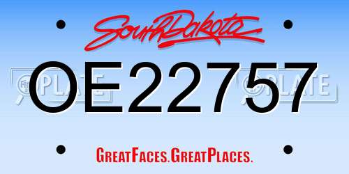 OE22757 South Dakota License Plate
