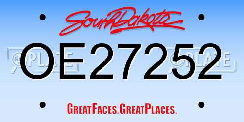 OE27252 South Dakota License Plate