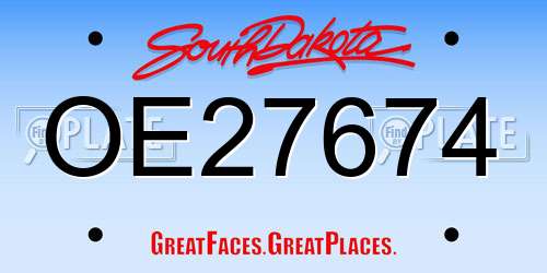 OE27674 South Dakota License Plate