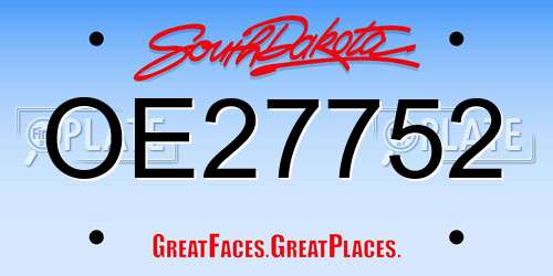OE27752 South Dakota License Plate