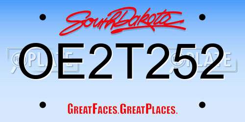 OE2T252 South Dakota License Plate
