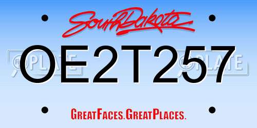 OE2T257 South Dakota License Plate