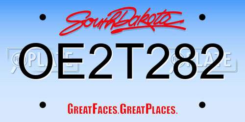 OE2T282 South Dakota License Plate