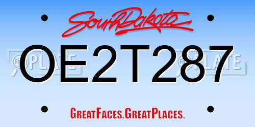 OE2T287 South Dakota License Plate