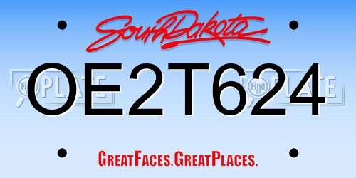 OE2T624 South Dakota License Plate
