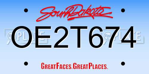 OE2T674 South Dakota License Plate
