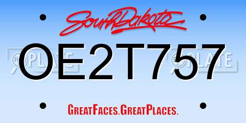 OE2T757 South Dakota License Plate