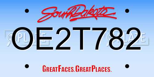 OE2T782 South Dakota License Plate