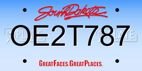 OE2T787 South Dakota License Plate