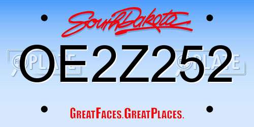 OE2Z252 South Dakota License Plate