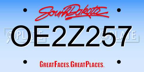 OE2Z257 South Dakota License Plate