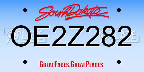 OE2Z282 South Dakota License Plate