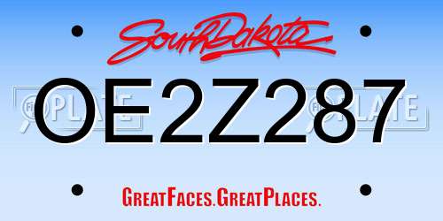 OE2Z287 South Dakota License Plate