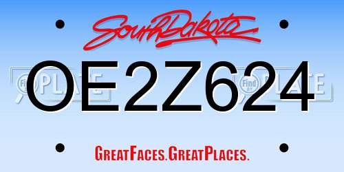 OE2Z624 South Dakota License Plate