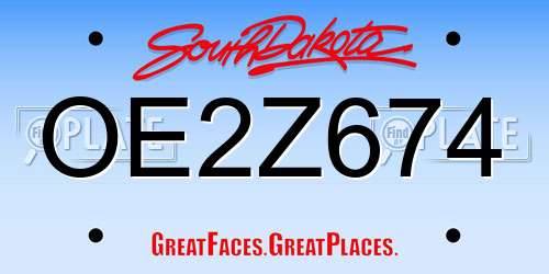 OE2Z674 South Dakota License Plate