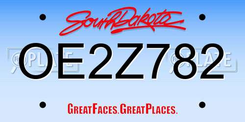 OE2Z782 South Dakota License Plate