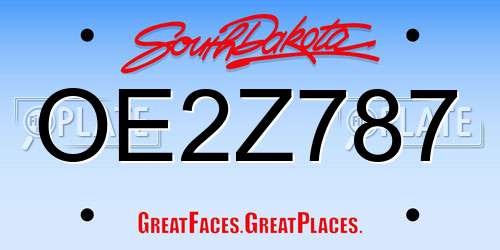 OE2Z787 South Dakota License Plate