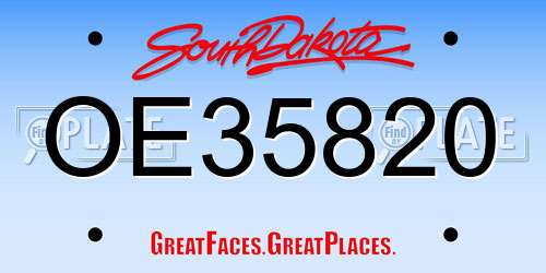 OE35820 South Dakota License Plate
